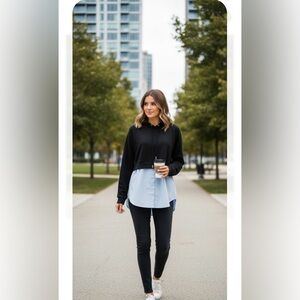 Nancy cavally.  Black Cropped Hoodie with Long Sleeves